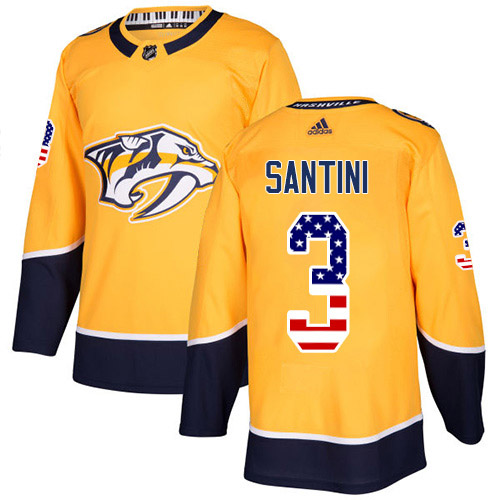 Cheap Adidas Nashville Predators 3 Steven Santini Yellow Home Authentic USA Flag Stitched Youth NHL Jersey